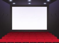 映画館のスクリーンと座席のイラスト
